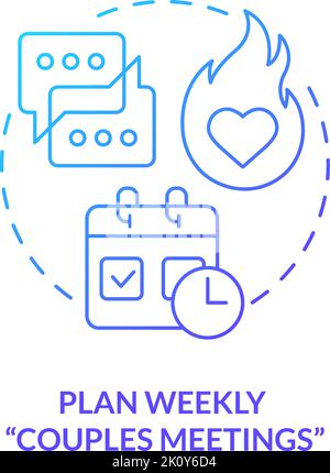 Plan weekly couples meetings blue gradient concept icon Stock Vector