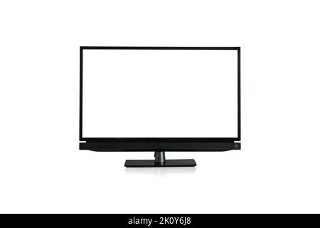 Smart TV with blank screen Isolated on white background included clipping path. Stock Photo