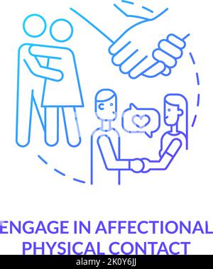 Engage in affectional physical contact blue gradient concept icon Stock Vector