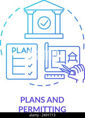 Plans and permitting blue gradient concept icon Stock Vector