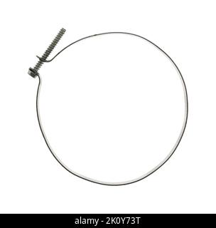 Overhead view of an old circle clamp isolated on a white background. Stock Photo