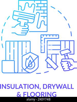 Insulation, drywall and flooring blue gradient concept icon Stock Vector