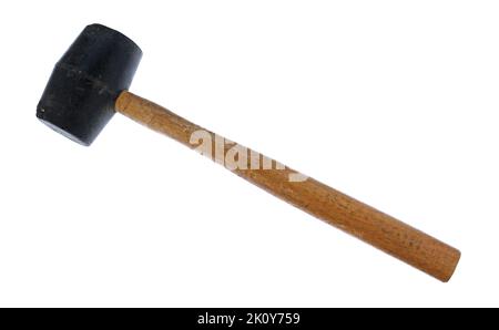 Used rubber mallet on a white background. Stock Photo