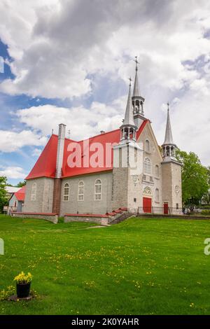 Church in the village of Sainte Famille in the island of Orleans near Quebec City, Canada Stock Photo