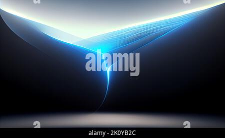 Abstract blue and white waves background. Subtle gradinets, flow liquid lines. Cinema 4d. Design element. Stock Photo