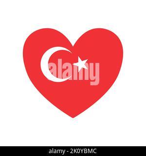 Vector flat Turkish Turkey flag heart Stock Vector