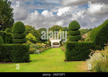 Arley Hall Cheshire England UK  herbaceous border looking toward the Alcove Stock Photo