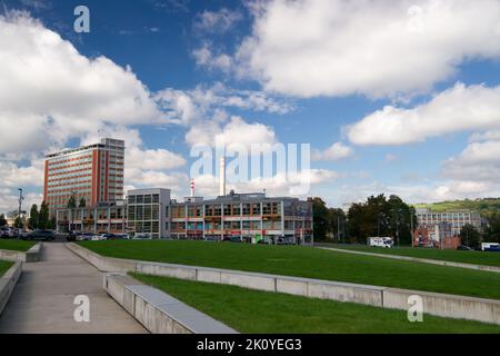 Zlin, Czech Republic - 09 10 2022 : Building and park Stock Photo