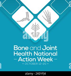 Bone and Joint health national action week is observed every year in October, with activities focused on disorders including arthritis Stock Vector