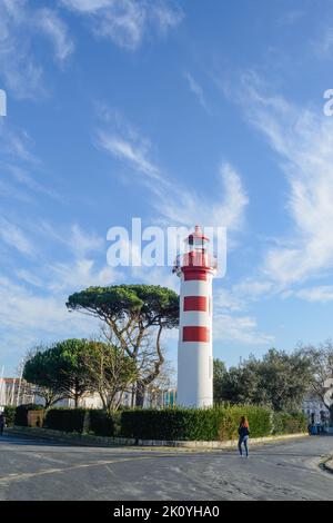 Lighthouse at La Rochelle harbour, Charente-Maritime, France on a sunny day in summer on Atlantic coast France Stock Photo