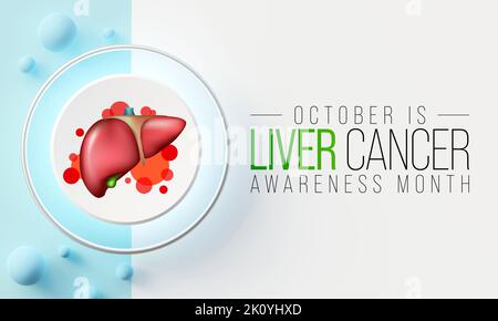 Liver Cancer awareness month is observed every year in October, cancer can sometimes start in liver or spread from another organ. 3D Rendering Stock Photo