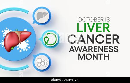 Liver Cancer awareness month is observed every year in October, cancer can sometimes start in liver or spread from another organ. 3D Rendering Stock Photo