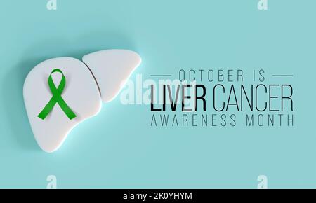 Liver Cancer awareness month is observed every year in October, cancer can sometimes start in liver or spread from another organ. 3D Rendering Stock Photo