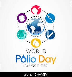 World Polio day is observed every year on October 24, poliomyelitis is a disabling and life-threatening disease caused by the poliovirus. Vector Stock Vector