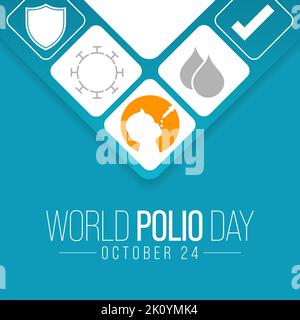 World Polio day is observed every year on October 24, poliomyelitis is a disabling and life-threatening disease caused by the poliovirus. Vector Stock Vector