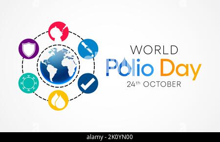 World Polio day is observed every year on October 24, poliomyelitis is a disabling and life-threatening disease caused by the poliovirus. Vector Stock Vector