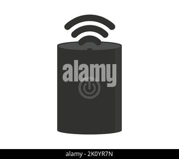 Smart home speaker, device, logo design.  Smart speaker reports the news, plays music, answers questions. Smart speaker with voice control vector. Stock Vector