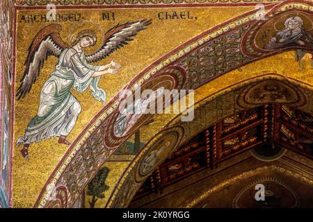 Monreale, Italy - July 8, 2020: Interior shot of the famous cathedral Santa Maria Nuova of Monreale near Palermo in Sicily, Italy Stock Photo