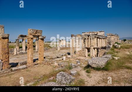latrines in Greek Hierapolis Pamukkale Archeological Site, Pamukkale, Denizli, Turkey Stock Photo