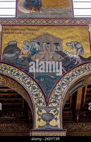 Monreale, Italy - July 8, 2020: Interior shot of the famous cathedral Santa Maria Nuova of Monreale near Palermo in Sicily, Italy Stock Photo