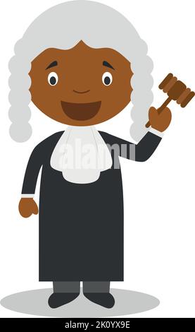 Cute African American The Judge Cartoon Women Character with Hold the ...