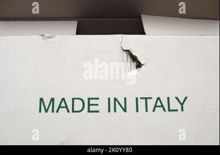 damaged cardboard box Stock Photo