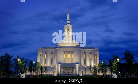 Pocatello Idaho LDS Temple building Mormon Church of Jesus Christ sacred religious religion building Stock Photo