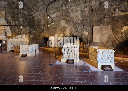 inside museum of Greek Hierapolis Pamukkale Archeological Site, Pamukkale, Denizli, Turkey Stock Photo