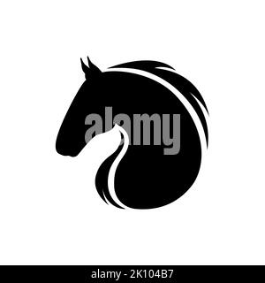 Horse logo. Vector illustration of a black silhouette horse head icon isolated on a white background. Stock Vector