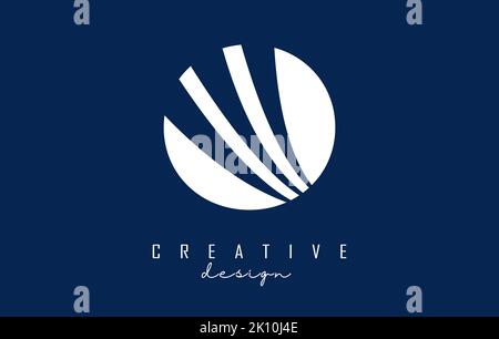 White letter O logo with leading lines and negative space design. Letter with geometric and creative cuts design. Vector Illustration with letter. Stock Vector
