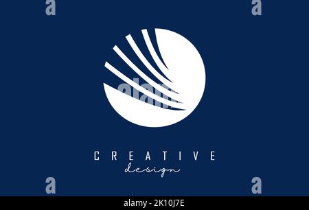 White letter O logo with leading lines and negative space design. Letter with geometric and creative cuts design. Vector Illustration with letter. Stock Vector
