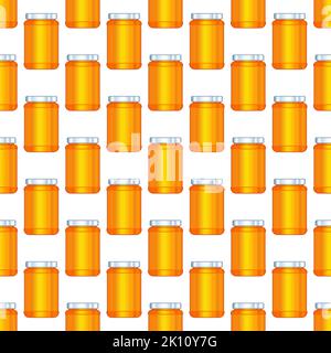 Seamless pattern of honey jars Stock Vector