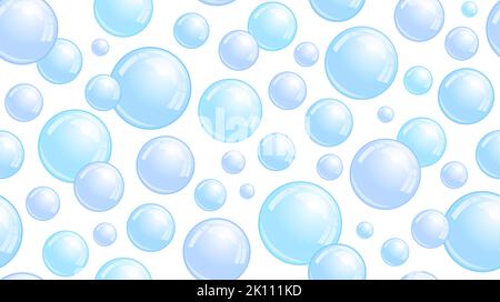 Soap bubbles seamless pattern. Repeated foam decoration wallpaper. Water bubble background. Vector illustration Stock Vector
