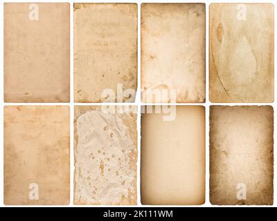 Old paper sheets set. Used grungy paper backgrounds Stock Photo
