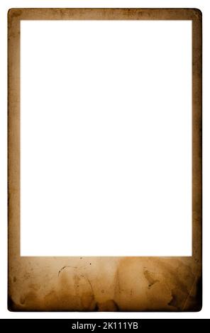 Vintage grungy photo frame isolated on white background Stock Photo