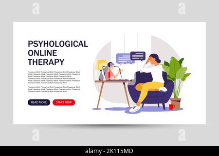 Psychological counseling concept. Landing page for web. Psychological assistance service. Vector illustration. Flat. Stock Vector