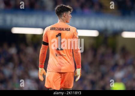 London, UK. 14th Sep, 2022. Kepa Arrizabalaga of Chelsea during the UEFA Champions League group stage match between Chelsea and RB Salzburg at Stamford Bridge, London, England on 14 September 2022. Photo by Salvio Calabrese. Editorial use only, license required for commercial use. No use in betting, games or a single club/league/player publications. Credit: UK Sports Pics Ltd/Alamy Live News Stock Photo