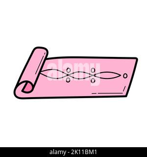 Mat for yoga. Simple vector icon in doodle style isolated on white background. Element for design. Stock Vector
