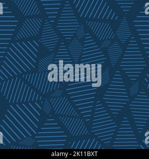 repeating pattern with geometric shapes and lines. Abstract modern background pattern. diamond shapes with lines as fill. blue color theme. isolated. Stock Vector