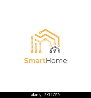modern smart home icon. Creative tech house logo design template Stock Vector