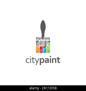 creative brush paint logo design template. Brush icon for home renovation company. Vector Stock Vector