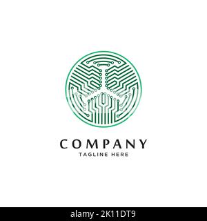 Circuit logo for tech company. Technology logo design template symbol vector Stock Vector