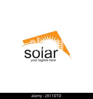 Sun solar panel logo design icon vector template Stock Vector