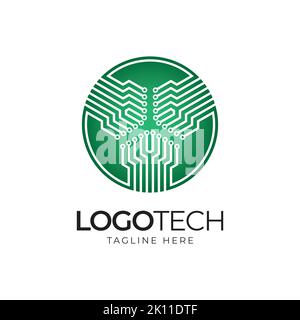 Circuit logo for tech company. Technology logo design template symbol vector Stock Vector