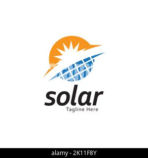 Sun solar panel logo design icon vector template Stock Vector