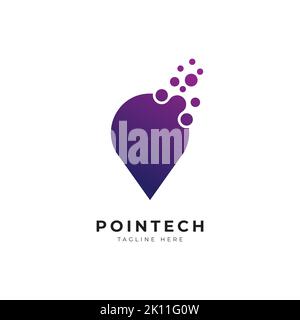 abstract pin icon logo design vector template. Creative pin point icon for technology company Stock Vector