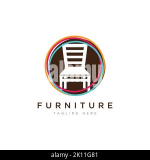furniture logo design. Symbol and icon of chairs, sofas, tables, and home furnishings Stock Vector