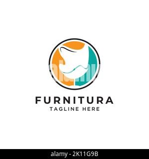 furniture logo design. Symbol and icon of chairs, sofas, tables, and home furnishings Stock Vector