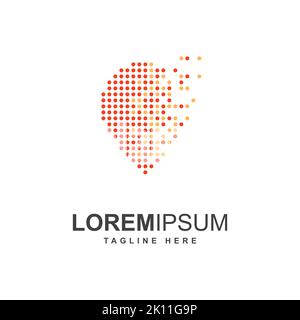 Pin point with pixel symbol logo design template Stock Vector