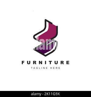 furniture logo design. Symbol and icon of chairs, sofas, tables, and home furnishings Stock Vector